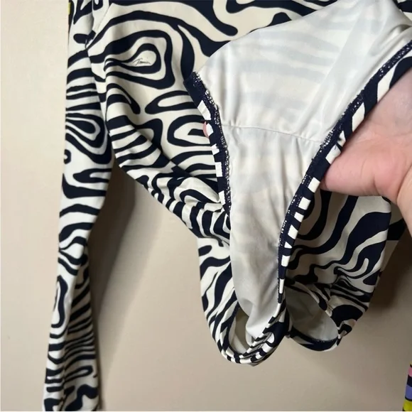 Trina Turk One Piece Zip Up Long Sleeve Swimsuit Zebra Print - Picture 5 of 5